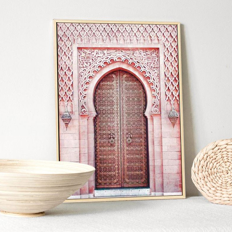 Vivolux | Roze Boogdeur Wanddecoratie Architectuur Modernistisch Textuur Canvas Wandkunst voor Kamer