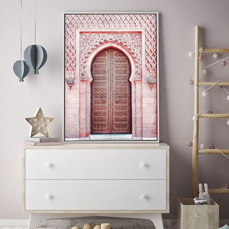 Vivolux | Roze Boogdeur Wanddecoratie Architectuur Modernistisch Textuur Canvas Wandkunst voor Kamer