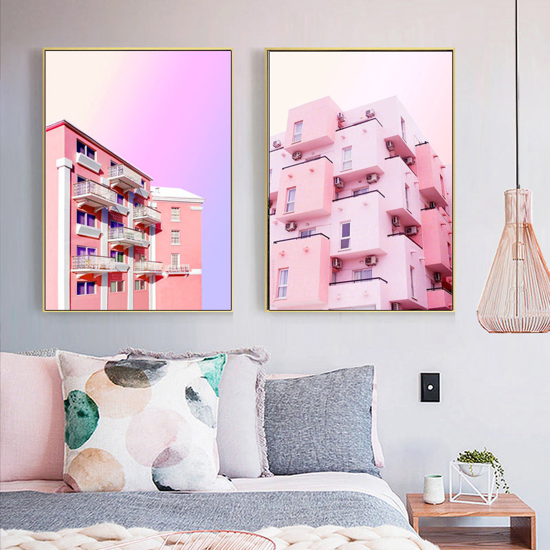Vivolux | Roze Foto Architectuur Canvas Print Gevarieerd Eigentijds Slaapkamer Muurdecoratie