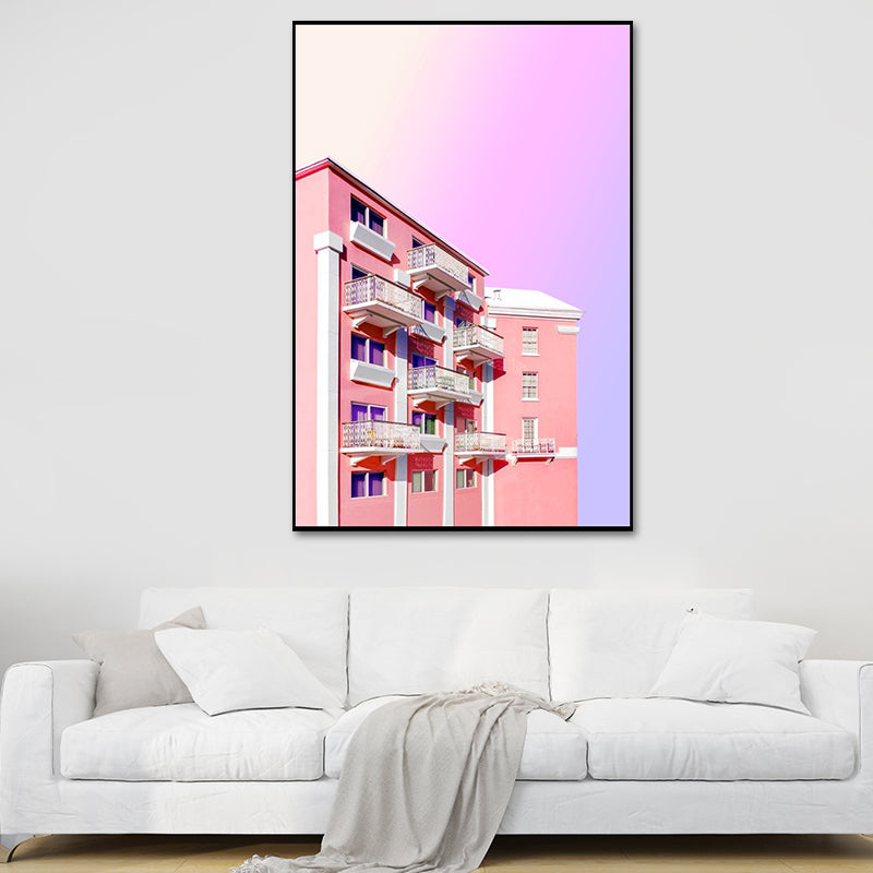 Vivolux | Roze Foto Architectuur Canvas Print Gevarieerd Eigentijds Slaapkamer Muurdecoratie