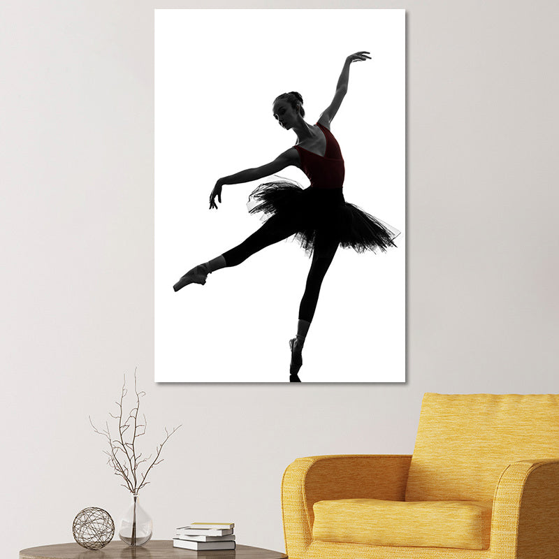Vivolux | Schwarze Ballerina Silhouette Wandkunst Tanz Vintage Texturierte Leinwanddruck für Mädchenzimmer