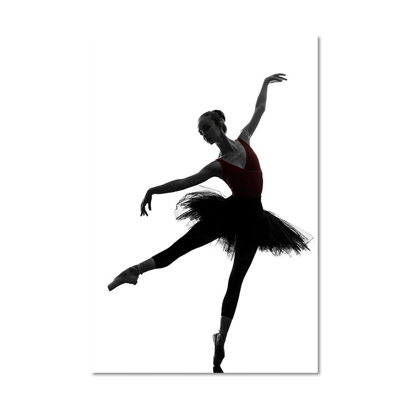 Vivolux | Schwarze Ballerina Silhouette Wandkunst Tanz Vintage Texturierte Leinwanddruck für Mädchenzimmer