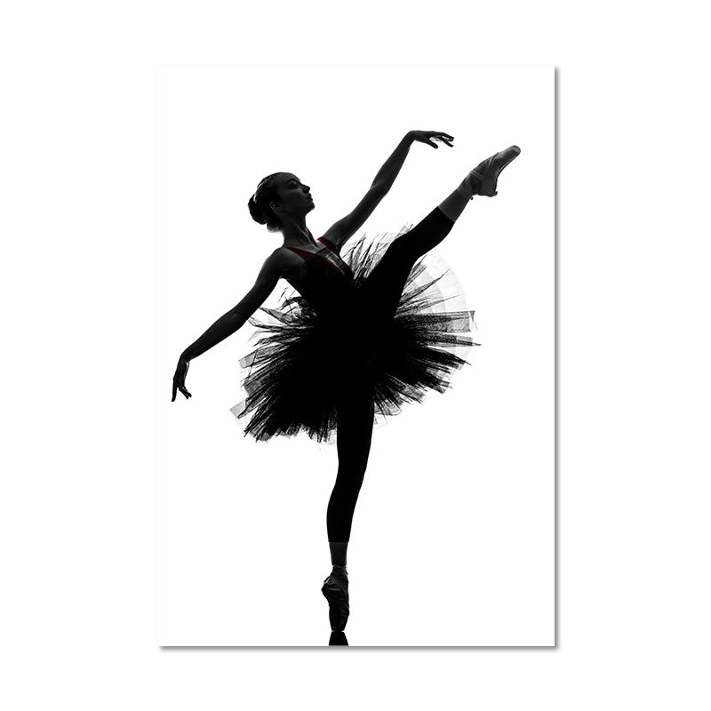 Vivolux | Schwarze Ballerina Silhouette Wandkunst Tanz Vintage Texturierte Leinwanddruck für Mädchenzimmer