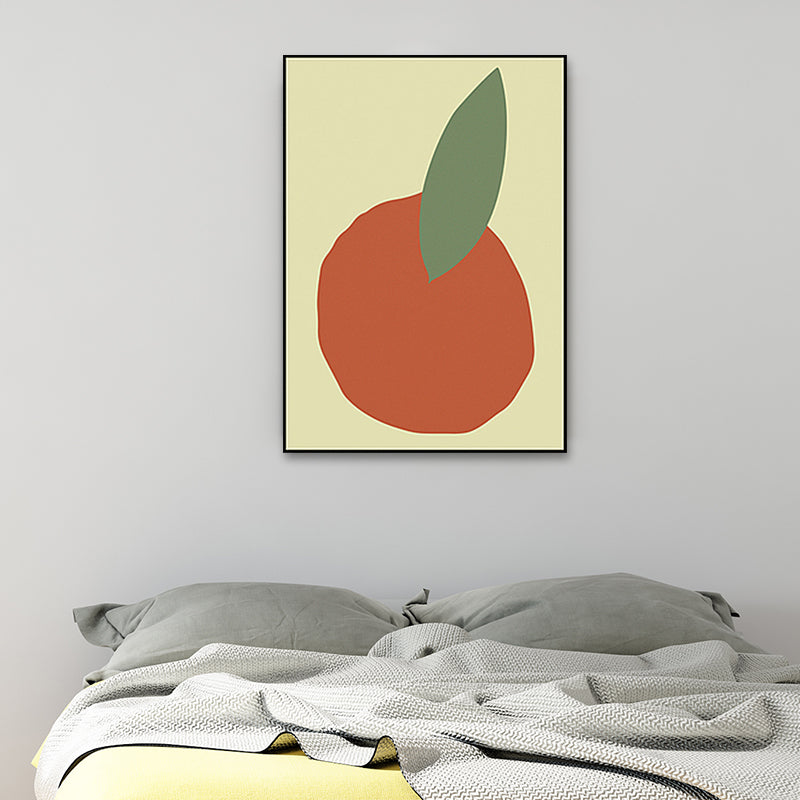 Vivolux | Orange und Blatt Wandkunst Texturiertes Nordic Wohnzimmer Leinwanddruck in Pastellfarbe