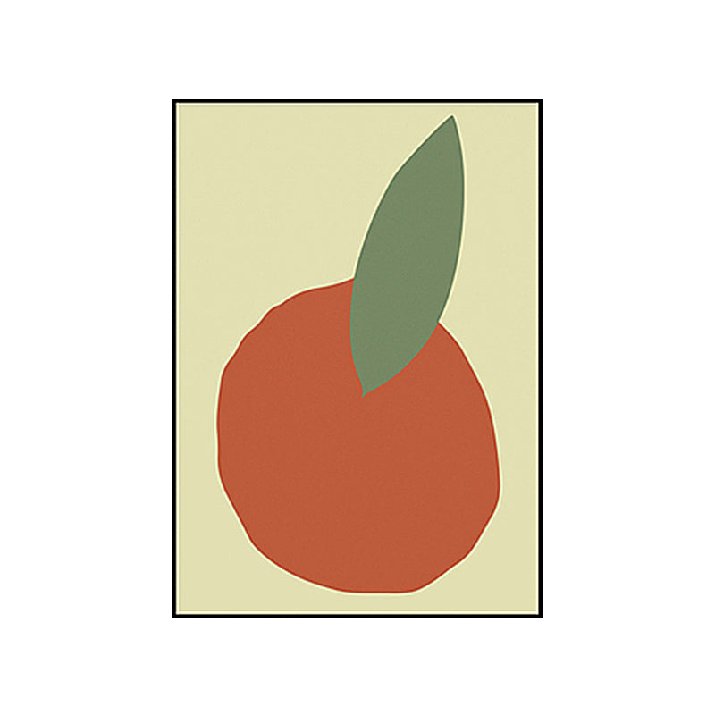 Vivolux | Orange und Blatt Wandkunst Texturiertes Nordic Wohnzimmer Leinwanddruck in Pastellfarbe
