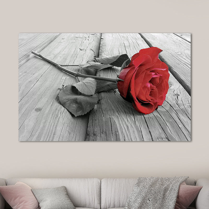 Vivolux | Rote Rosenstrauß Wandkunst Blume Modernistische Texturierte Leinwanddruck für Schlafzimmer