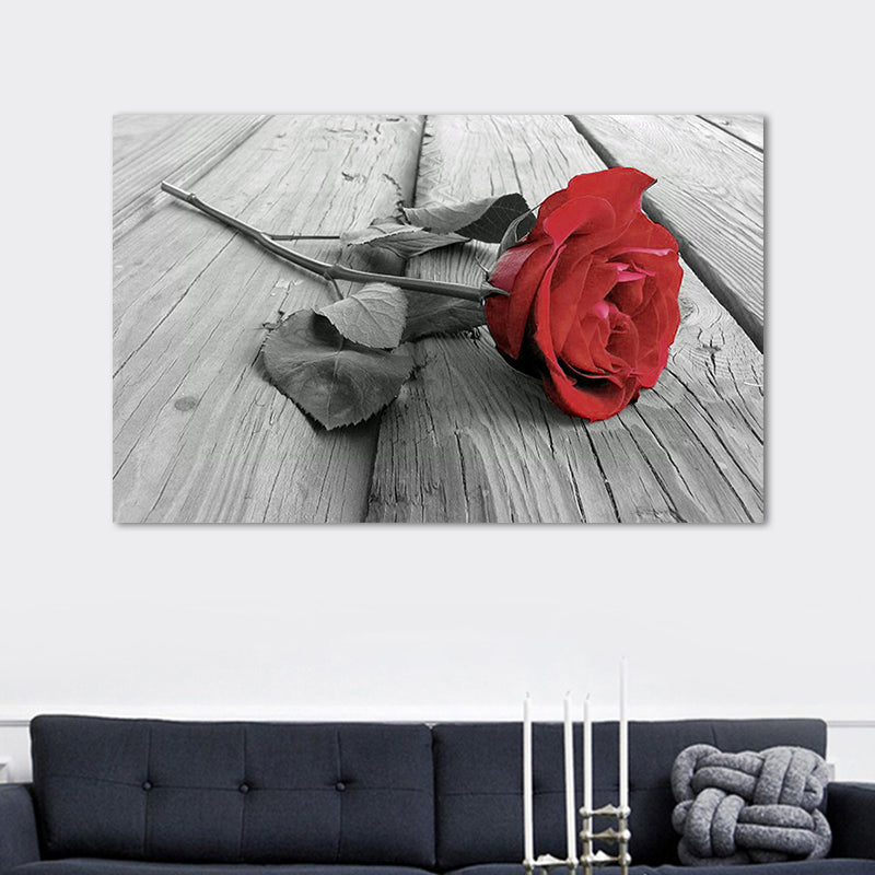 Vivolux | Rote Rosenstrauß Wandkunst Blume Modernistische Texturierte Leinwanddruck für Schlafzimmer