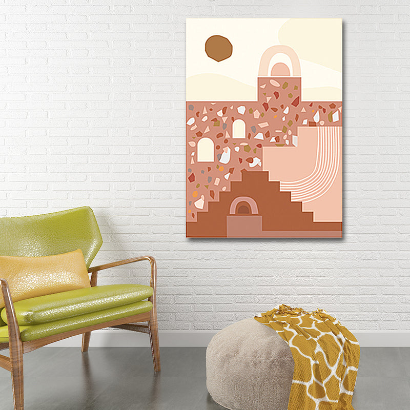 Vivolux | Pflanze und Gebäude Leinwand Wohnzimmer Wandkunst Dekor Weiche Farbe Texturiert (Mehrere Größenoptionen)