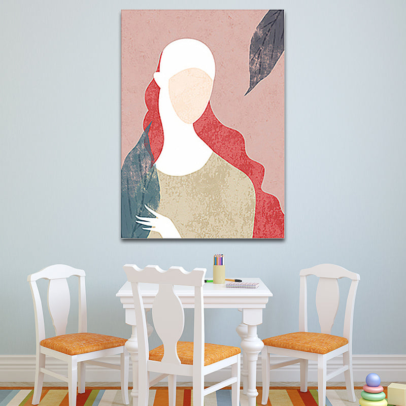 Vivolux | Nordic Fashion Frau Wanddekoration Pink Wohnzimmer Leinwand Kunst (Mehrere Größen verfügbar)