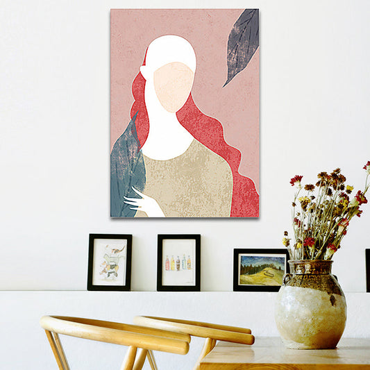 Vivolux | Nordic Fashion Frau Wanddekoration Pink Wohnzimmer Leinwand Kunst (Mehrere Größen verfügbar)