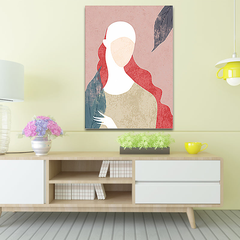 Vivolux | Nordic Fashion Frau Wanddekoration Pink Wohnzimmer Leinwand Kunst (Mehrere Größen verfügbar)