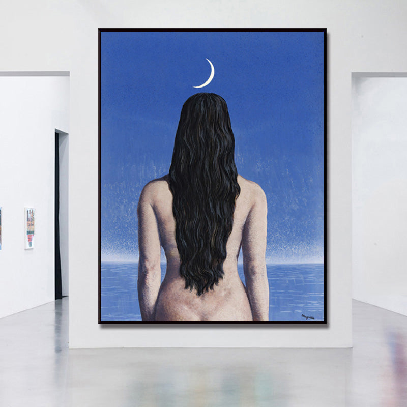 Vivolux | Surrealismus Leinwandkunst Dunkle Farbe Magritte Figur Rückmalerei Wanddekoration für Schlafzimmer