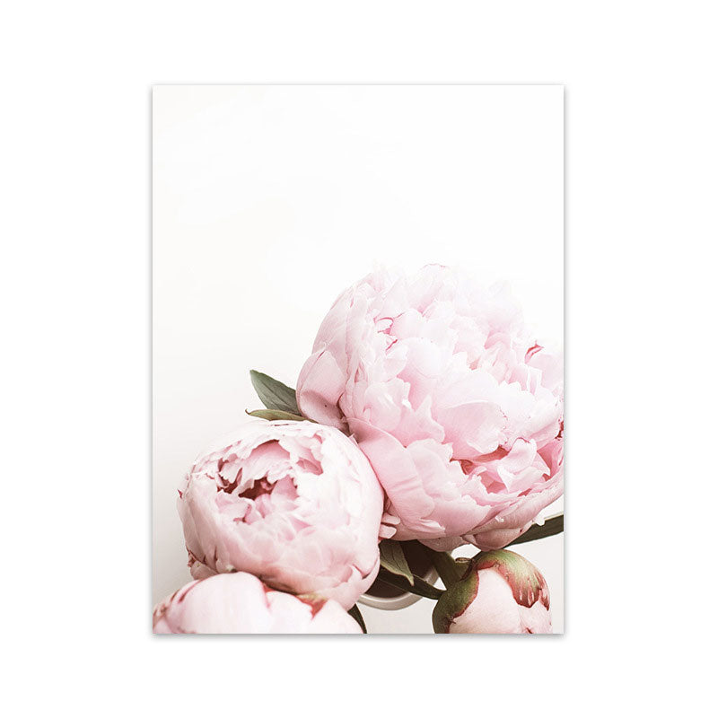 Vivolux | Rosa blühende Pfingstrose Wandkunst Blumen Nordic strukturierter Leinwanddruck für das Mädchenzimmer