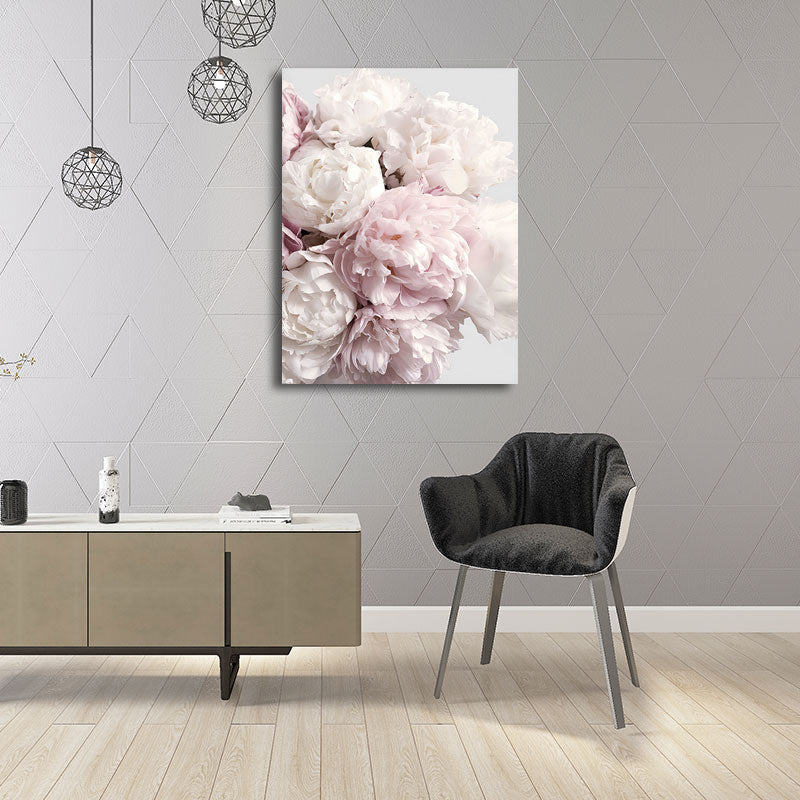 Vivolux | Romantische Pfingstrosenblüte Leinwand für Schlafzimmer Blumen Druck Wandkunst Dekor in Pastellfarbe