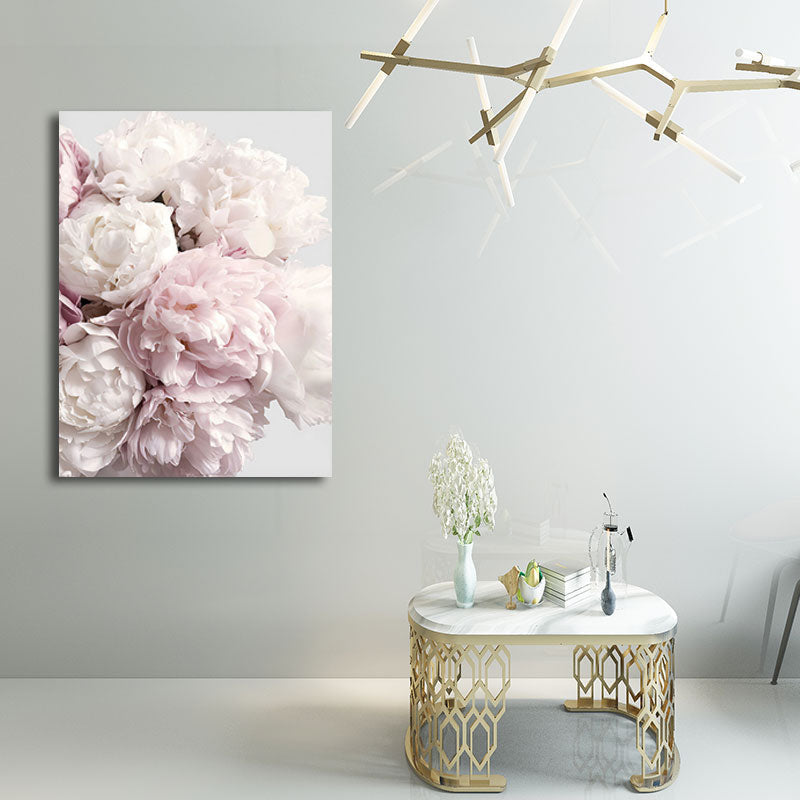 Vivolux | Romantische Pfingstrosenblüte Leinwand für Schlafzimmer Blumen Druck Wandkunst Dekor in Pastellfarbe