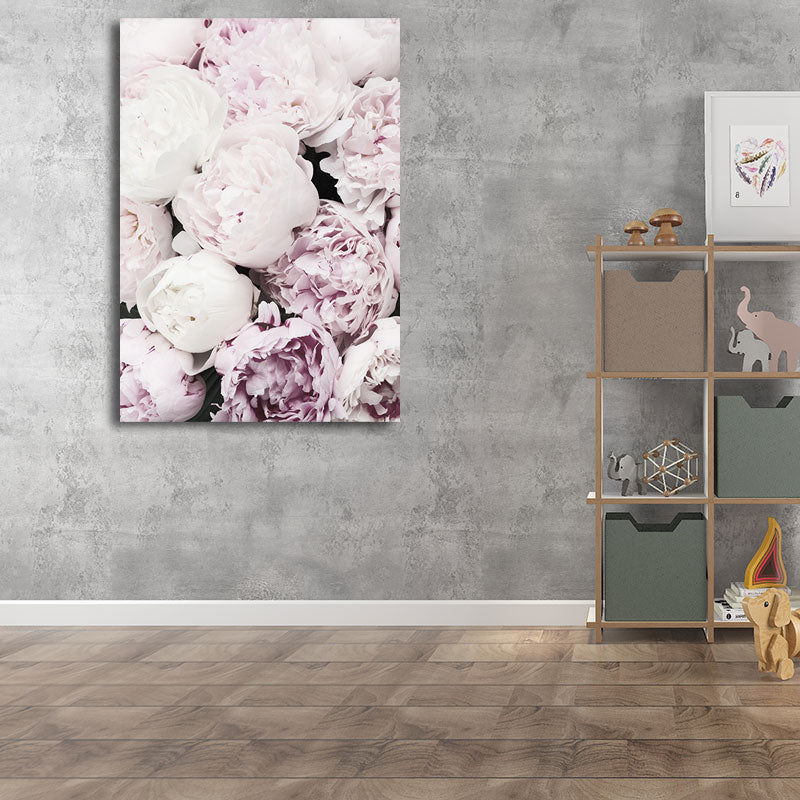 Vivolux | Romantische Pfingstrosenblüte Leinwand für Schlafzimmer Blumen Druck Wandkunst Dekor in Pastellfarbe