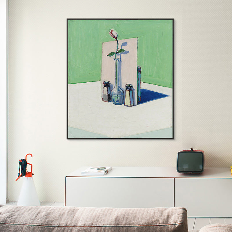 Vivolux | Witte Moderne Canvas Bloem en Vaasje Wanddecoratie voor Eetkamer, Meerdere Maten