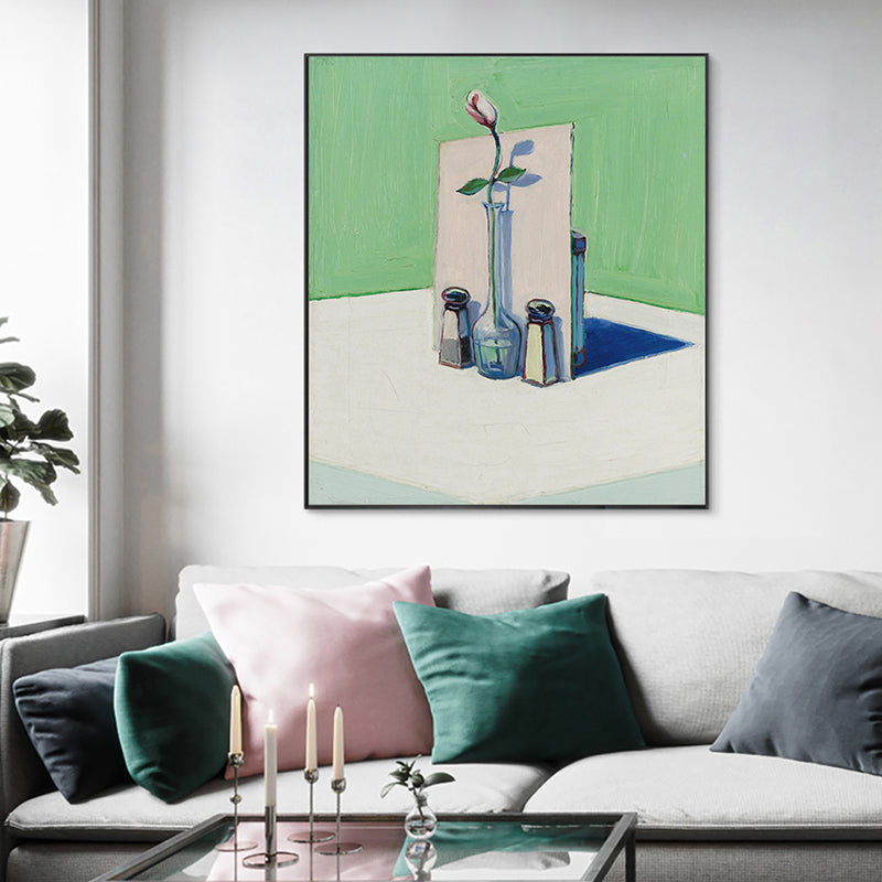 Vivolux | Witte Moderne Canvas Bloem en Vaasje Wanddecoratie voor Eetkamer, Meerdere Maten