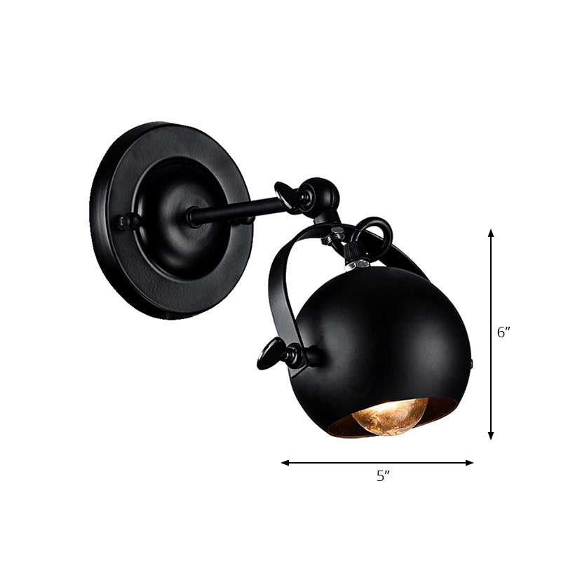 Vivolux | 1 Glühbirne Wandlampe Industrie Global Schirm Metall Verstellbare Wandleuchte in Schwarz für Restaurant