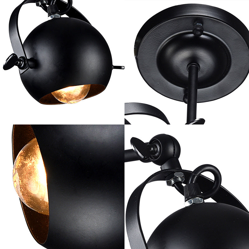 Vivolux | 1 Glühbirne Wandlampe Industrie Global Schirm Metall Verstellbare Wandleuchte in Schwarz für Restaurant