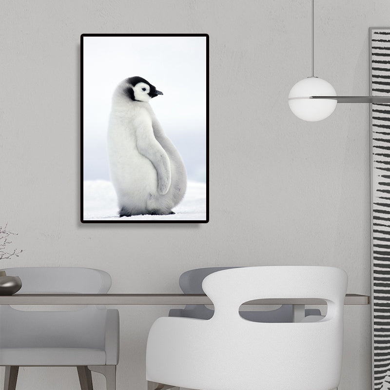 Vivolux | Textured Penguin Wandkunst Print Leinwand Zeitgenössische Wanddekoration für das Kinderzimmer
