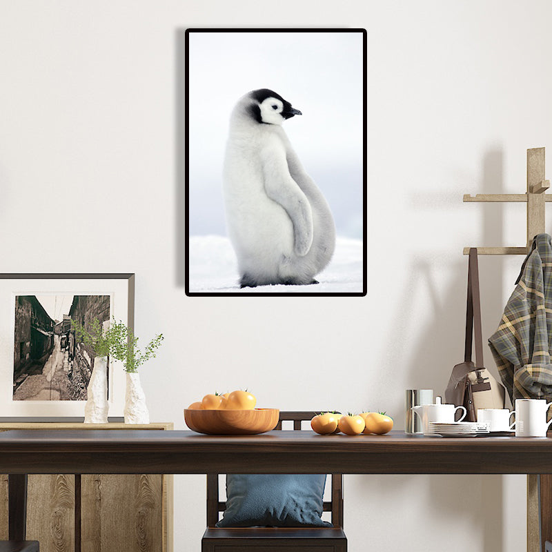 Vivolux | Textured Penguin Wandkunst Print Leinwand Zeitgenössische Wanddekoration für das Kinderzimmer