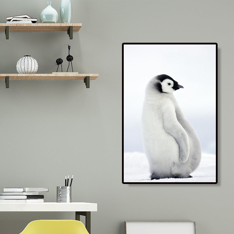 Vivolux | Textured Penguin Wandkunst Print Leinwand Zeitgenössische Wanddekoration für das Kinderzimmer