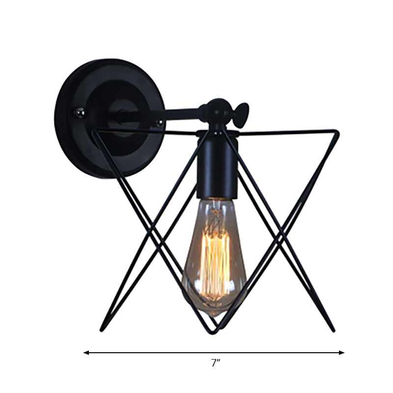 Vivolux | 1 Glühbirne Stern Design Wandlampe mit Drahtrahmen Industriell Schwarz Finish Metall Wandleuchte Beleuchtung