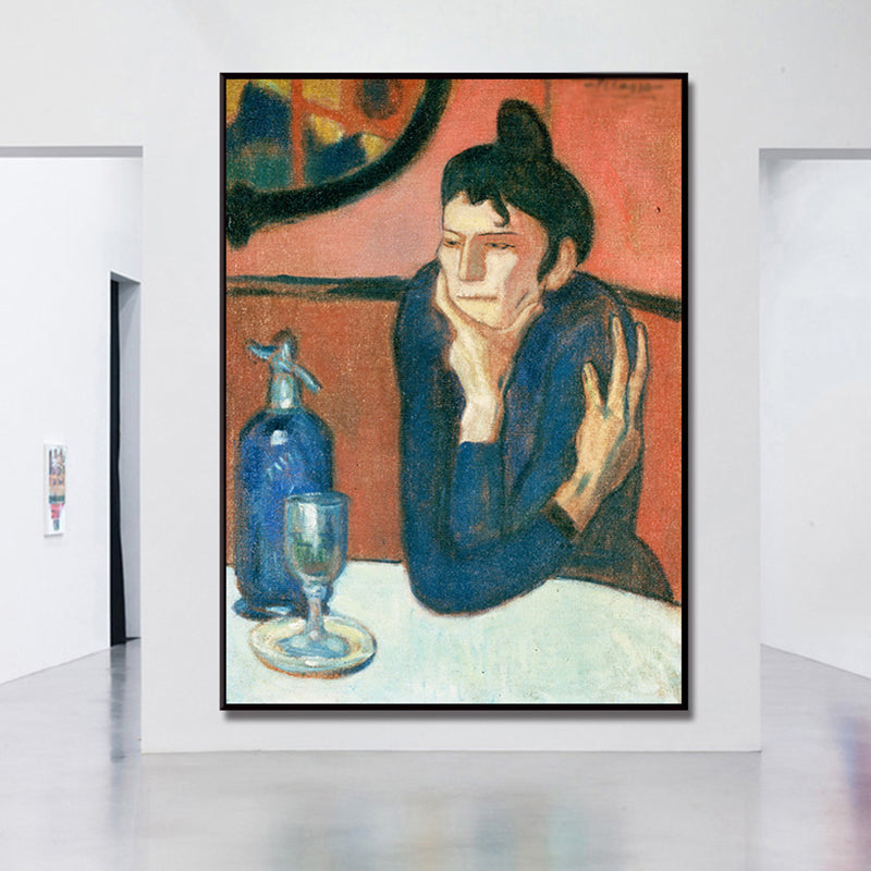 Vivolux | Rote traditionelle Wandkunst das Absinth-Trinker Gemälde Leinwanddruck für das Wohnzimmer
