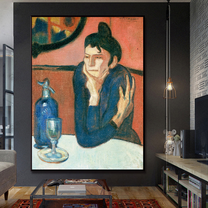 Vivolux | Rote traditionelle Wandkunst das Absinth-Trinker Gemälde Leinwanddruck für das Wohnzimmer