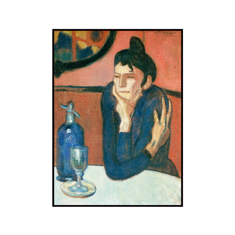Vivolux | Rote traditionelle Wandkunst das Absinth-Trinker Gemälde Leinwanddruck für das Wohnzimmer