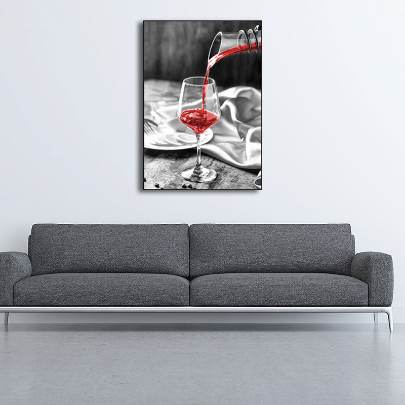 Vivolux | Rote moderne Leinwandkunst Luxus Wein und Glas Gemälde für Restaurant, mehrere Größenoptionen