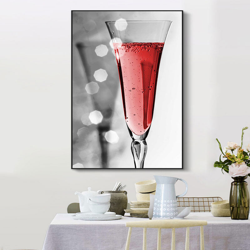Vivolux | Rote moderne Leinwandkunst Luxus Wein und Glas Gemälde für Restaurant, mehrere Größenoptionen