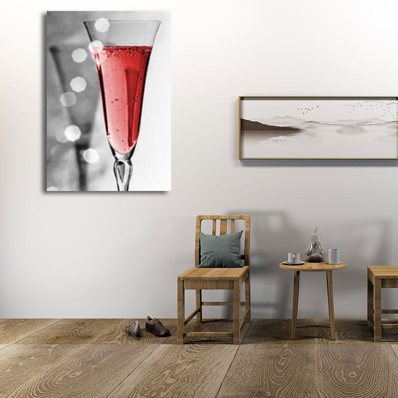 Vivolux | Rote moderne Leinwandkunst Luxus Wein und Glas Gemälde für Restaurant, mehrere Größenoptionen