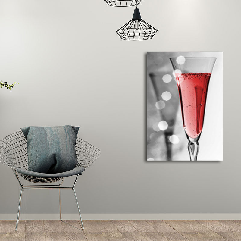 Vivolux | Rote moderne Leinwandkunst Luxus Wein und Glas Gemälde für Restaurant, mehrere Größenoptionen
