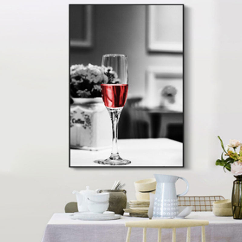 Vivolux | Rote moderne Leinwandkunst Luxus Wein und Glas Gemälde für Restaurant, mehrere Größenoptionen