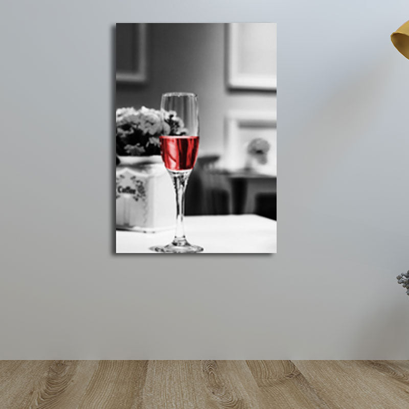 Vivolux | Rote moderne Leinwandkunst Luxus Wein und Glas Gemälde für Restaurant, mehrere Größenoptionen