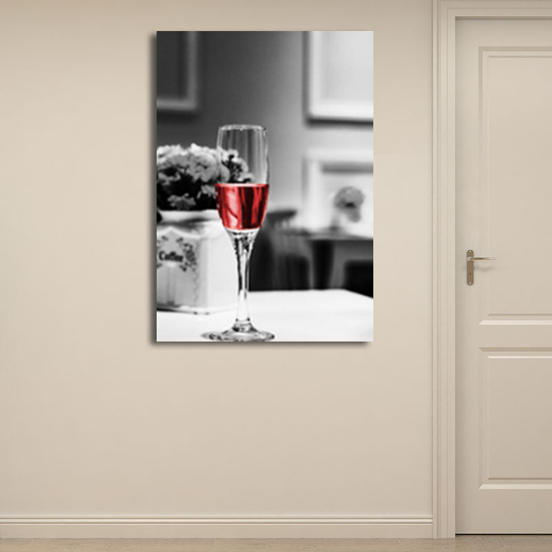 Vivolux | Rote moderne Leinwandkunst Luxus Wein und Glas Gemälde für Restaurant, mehrere Größenoptionen