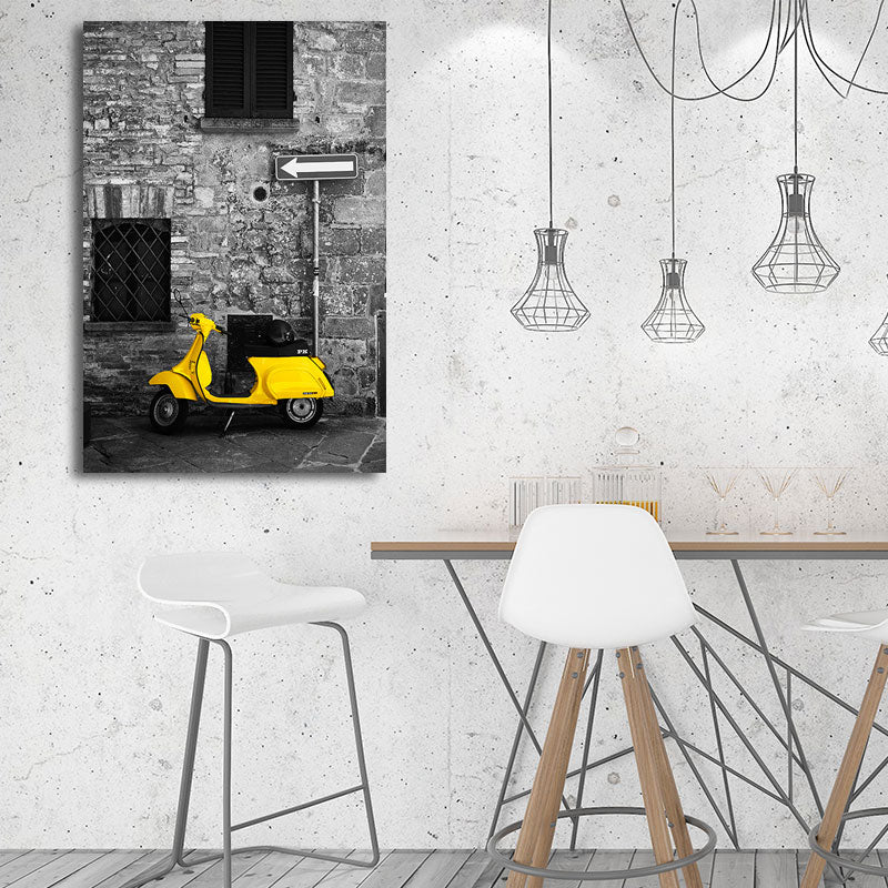 Vivolux | Stadsverkeerszicht Kunstafdruk Geel und Grau Leinwand Wanddekoration für Zuhause, Textur