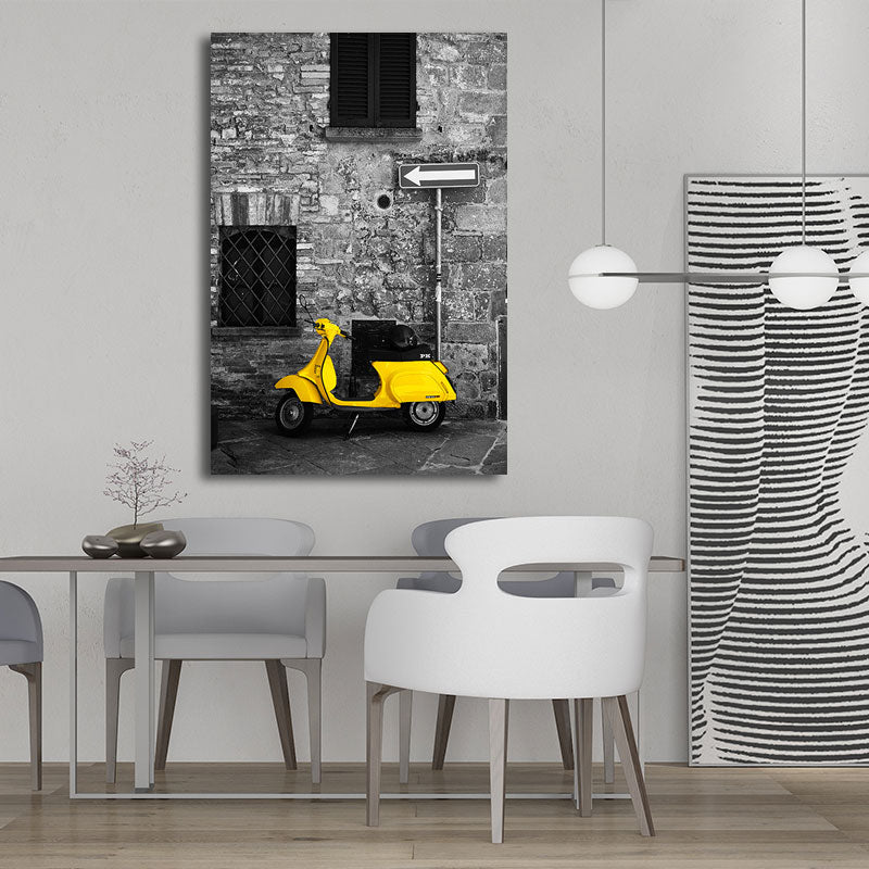 Vivolux | Stadsverkeerszicht Kunstafdruk Geel und Grau Leinwand Wanddekoration für Zuhause, Textur