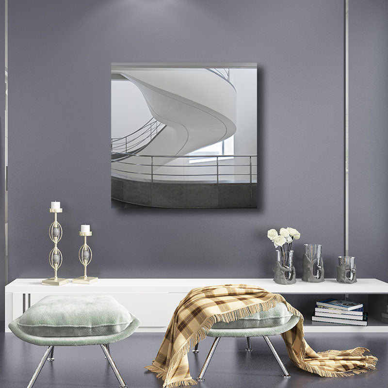 Vivolux | Woondecoratie Bouw Interieur Muurkunst Canvas Minimalisme Vierkante Schilderij in Wit voor Huiskamer
