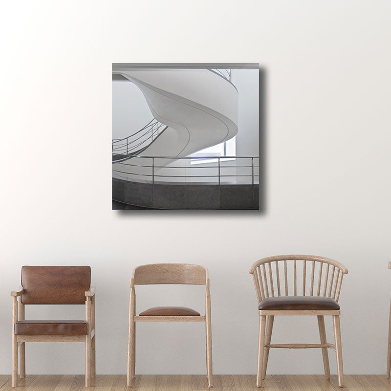 Vivolux | Woondecoratie Bouw Interieur Muurkunst Canvas Minimalisme Vierkante Schilderij in Wit voor Huiskamer