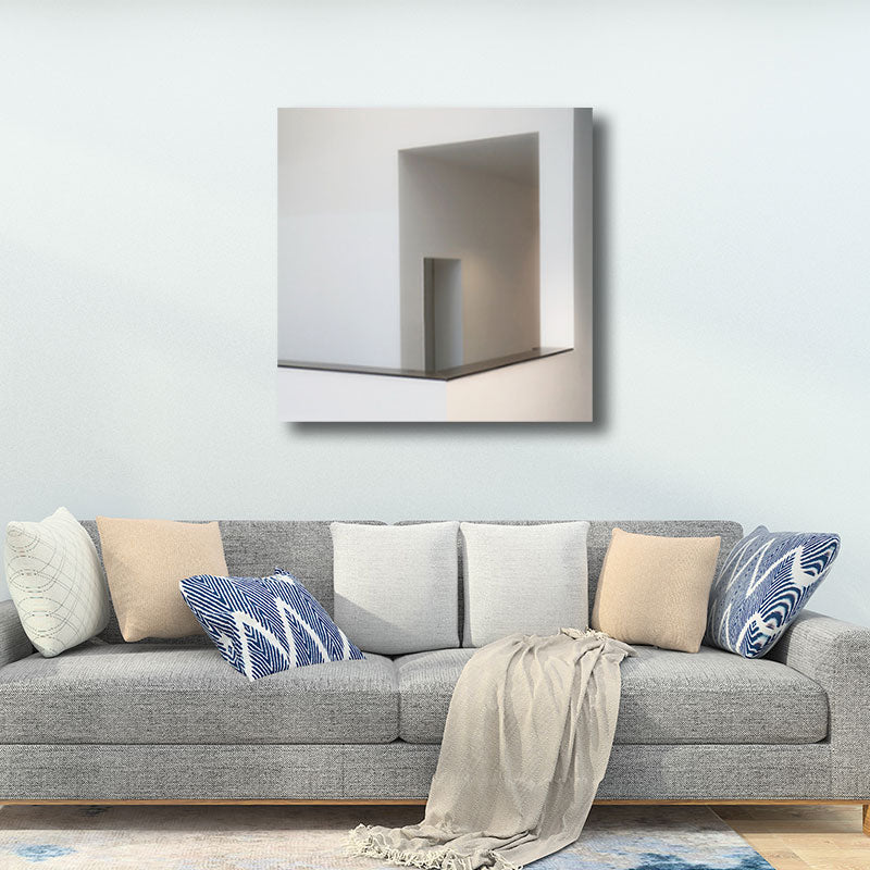 Vivolux | Woondecoratie Bouw Interieur Muurkunst Canvas Minimalisme Vierkante Schilderij in Wit voor Huiskamer