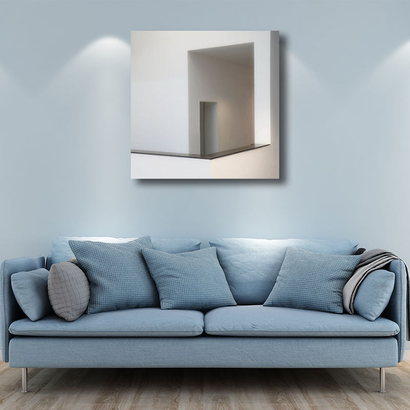 Vivolux | Woondecoratie Bouw Interieur Muurkunst Canvas Minimalisme Vierkante Schilderij in Wit voor Huiskamer