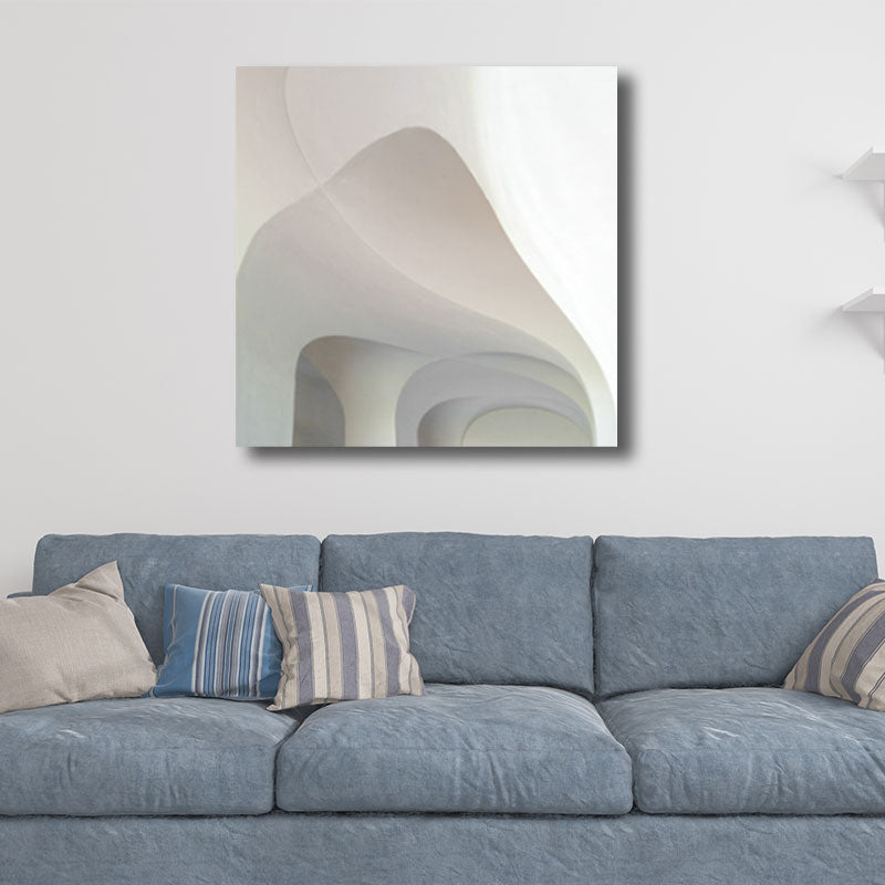 Vivolux | Woondecoratie Bouw Interieur Muurkunst Canvas Minimalisme Vierkante Schilderij in Wit voor Huiskamer