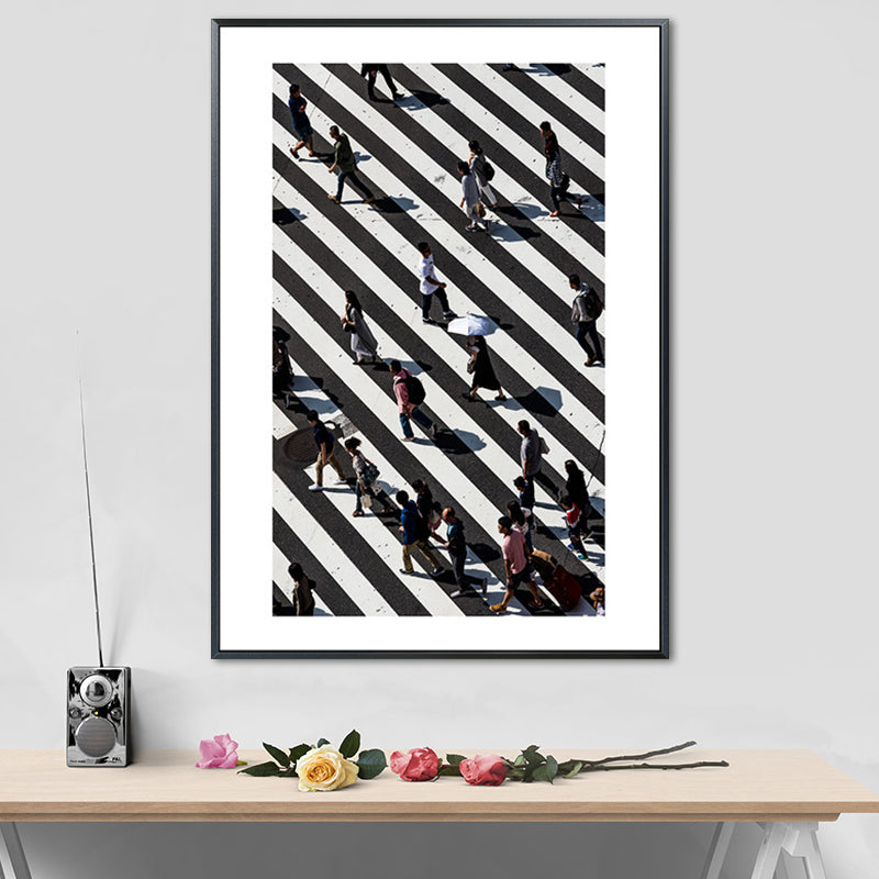 Vivolux | Zebra Crossing Wandkunst Zwart en Wit Modernistische Gewikkelde Doek voor Zithoek