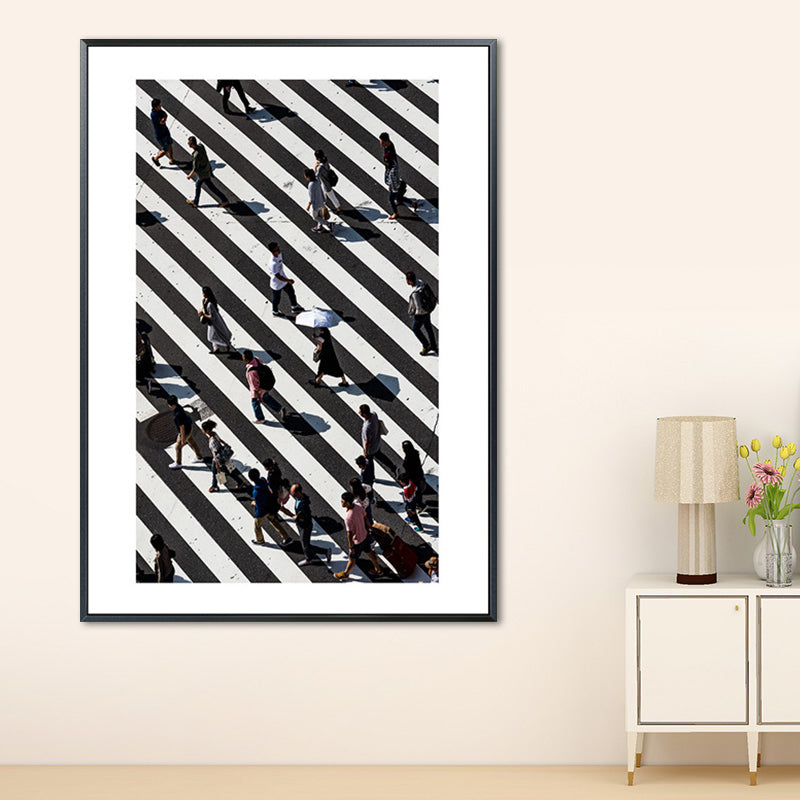 Vivolux | Zebra Crossing Wandkunst Zwart en Wit Modernistische Gewikkelde Doek voor Zithoek