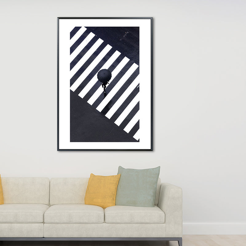 Vivolux | Zebra Crossing Wandkunst Zwart en Wit Modernistische Gewikkelde Doek voor Zithoek
