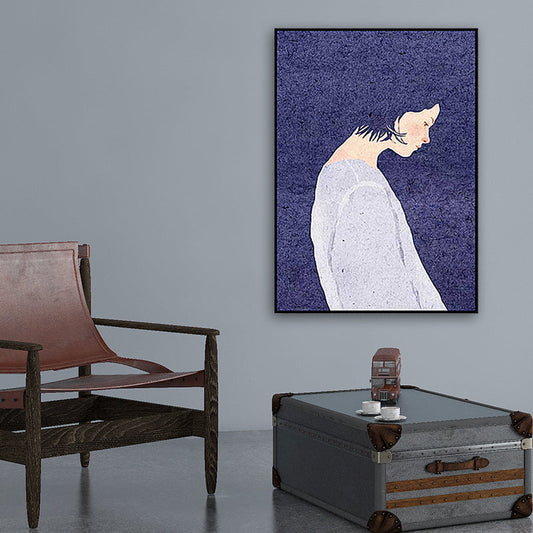 Vivolux | Nordic Woman Kunstdruck Leinwand Texturiert Lila Wanddekoration für das Wohnzimmer, Mehrere Größen