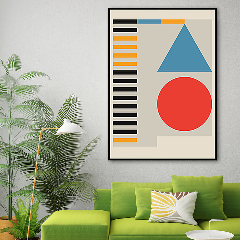 Vivolux | Pastellfarbige geometrische Wanddekoration nordische texturierte umwickelte Leinwand für das Wohnzimmer
